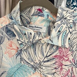 Tommy Bahama Men's Floral Print Shirt - Blue and Pink